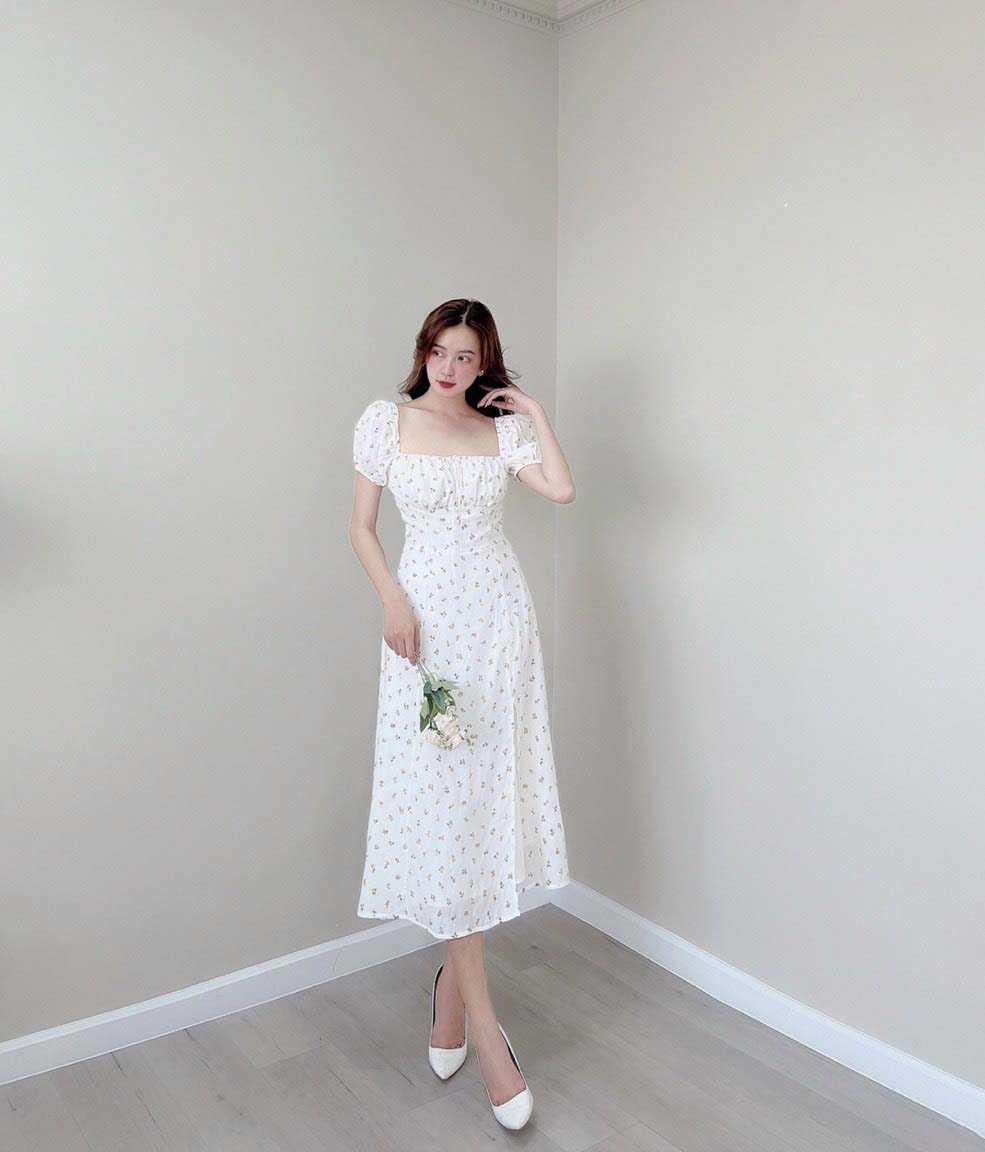 Đầm Maxi Hoa Nhí Xẻ Tà Thiết Kế HIRO DRESS