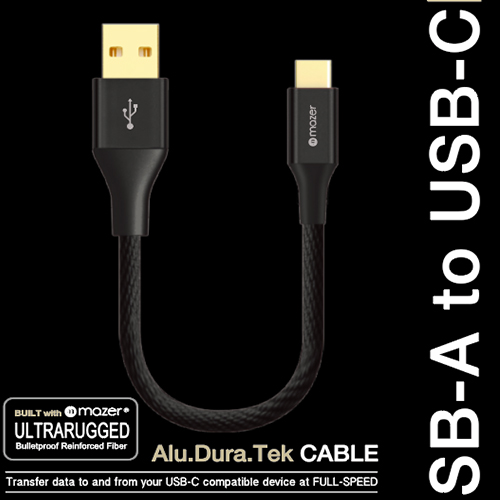 Dây Cáp Mazer ALU.DURA.TEK USB-A to USB-C Cable 3.1A (20cm) - hàng chính hãng