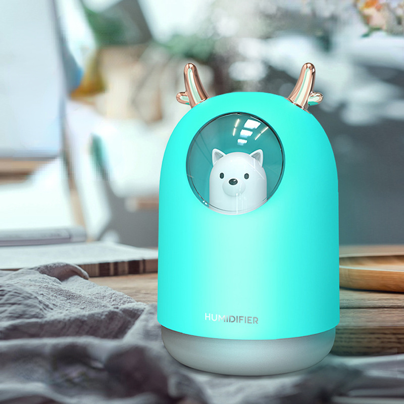 Thiết Bị Gia Dụng USB Tạo Độ Ẩm 300Ml Thú Dễ Thương Siêu Âm Cool Mist Hương Thơm Không Khí Máy Khuếch Tán Tinh Dầu Màu Sắc Lãng Mạn LED Humidificador