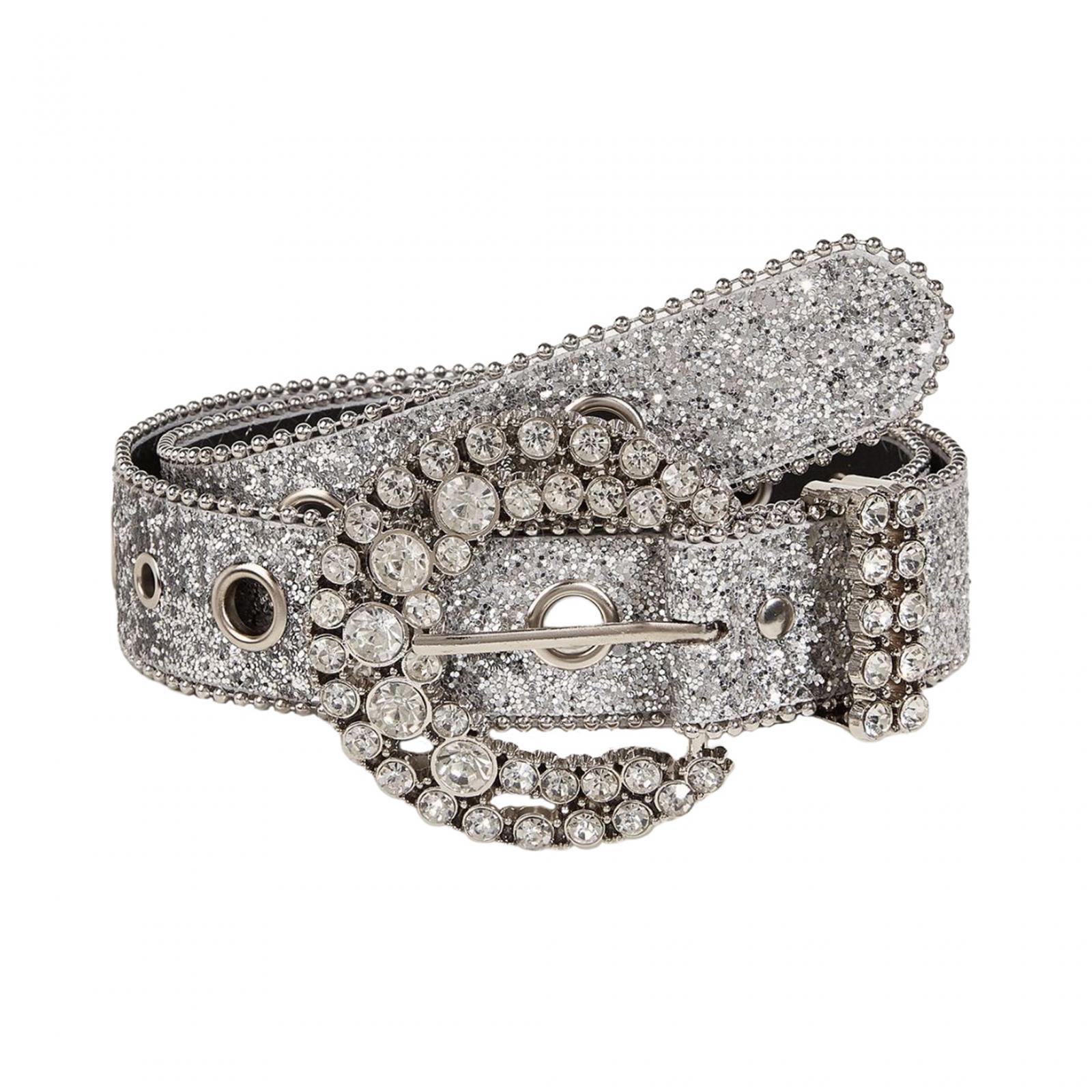 Rhinestone Belt Cowgirl Cowboy for Women Men Pants PU Leather Belt