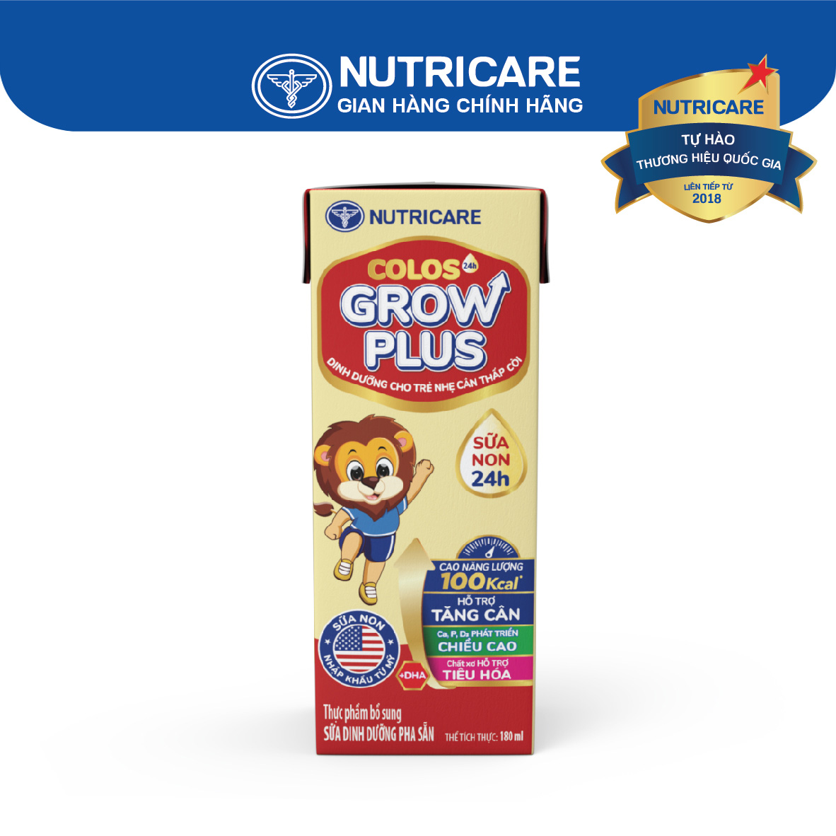 Sữa nước pha sẵn Nutricare Colos 24h Grow Plus phát triển toàn diện