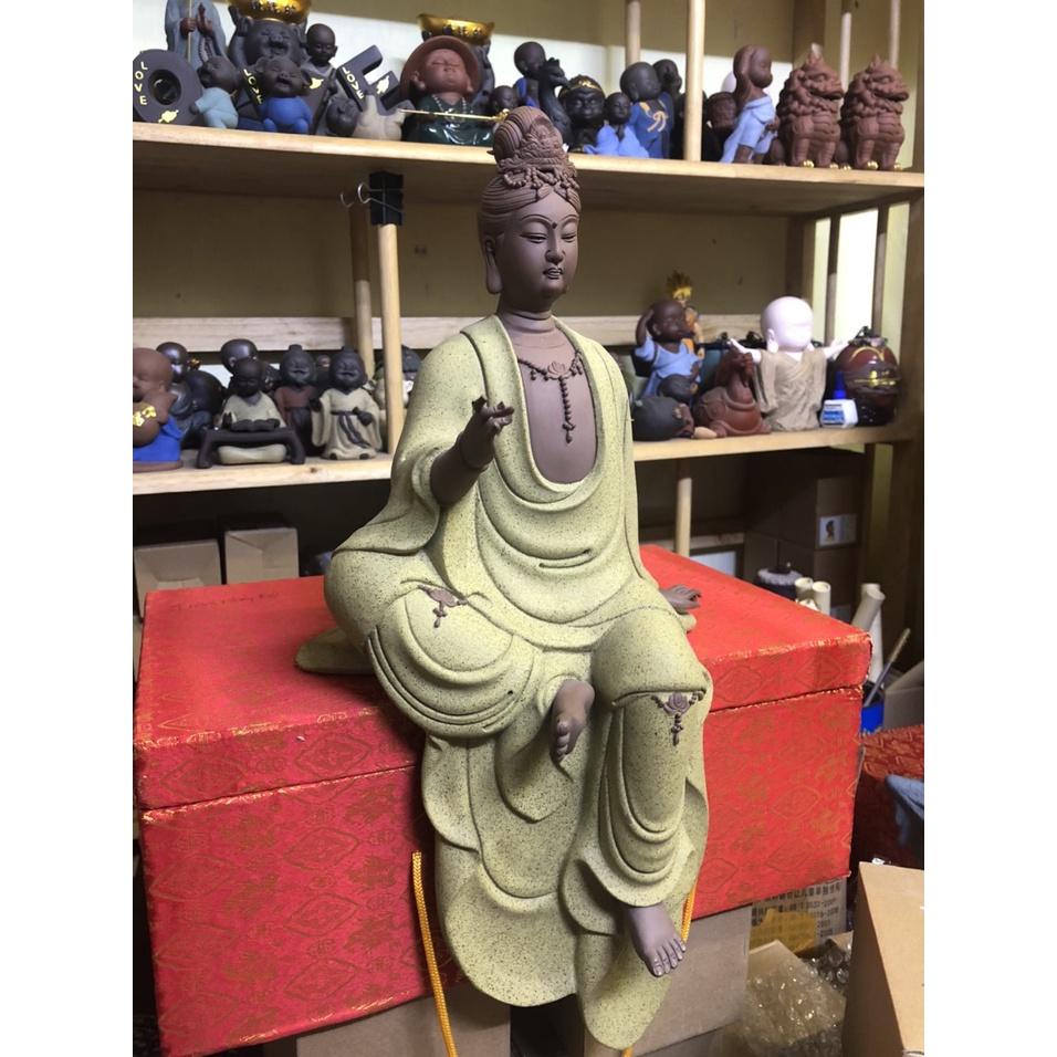 Tượng phật bà Quan Thế Âm Bồ Tát áo vàng cỡ lớn- Tượng phật gốm tử sa siêu đẹp giá tốt nhất