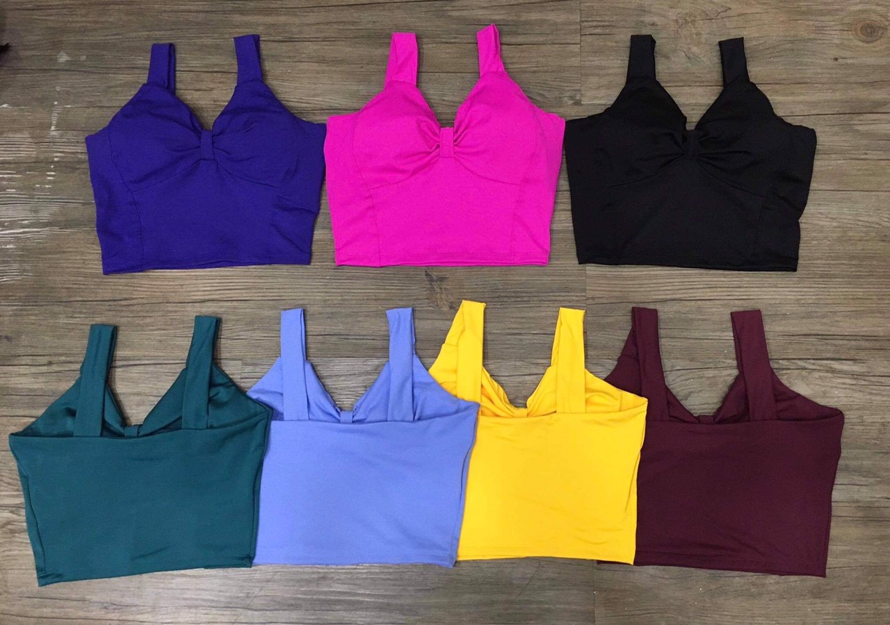 Áo Croptop nơ có sẵn mút tập thể thao Gym, yoga, mặc đi chơi rất đẹp A011 - M