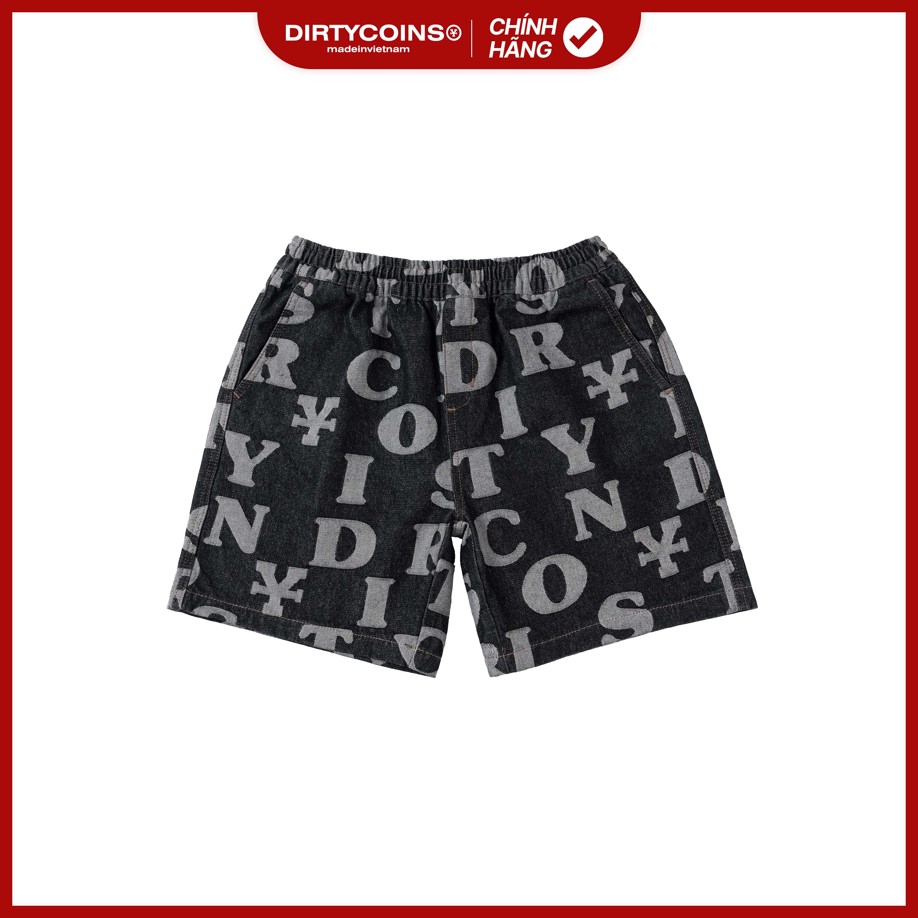 Áo Thun DirtyCoins Letters Monogram Denim Short - Black