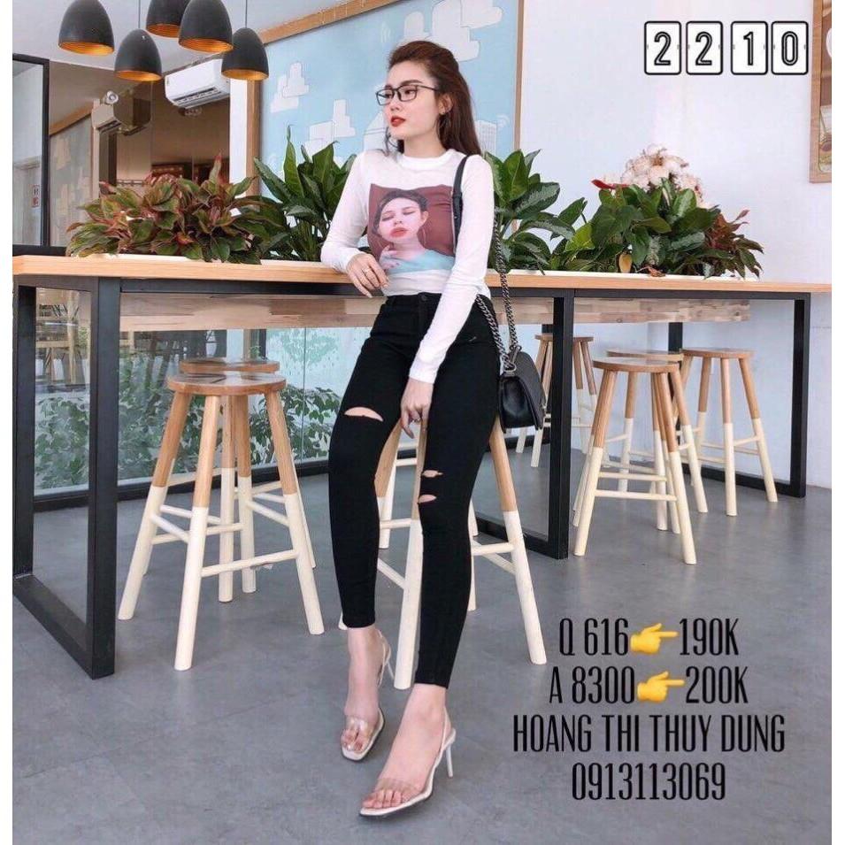 Quần jean nữ rách gối thời trang