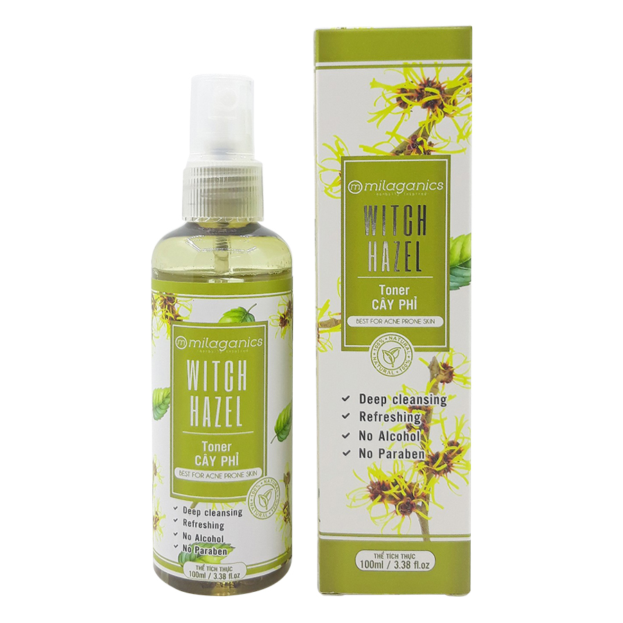Toner Cây Phỉ Se Khít Lỗ Chân Lông, Phục Hồi Da Mụn Milaganics