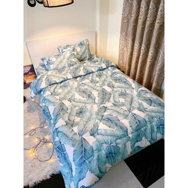 Bộ 5 món ga gối và chăn phao poly cotton trần bông dày loại 1 mềm êm được chọn mẫu