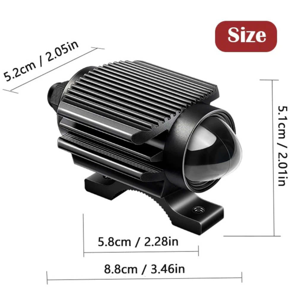 Đèn Trợ Sáng Xe Máy FX02 – 35W Cốt Vàng Pha Trắng Vỏ Hợp Kim Cao Cấp Siêu Bền