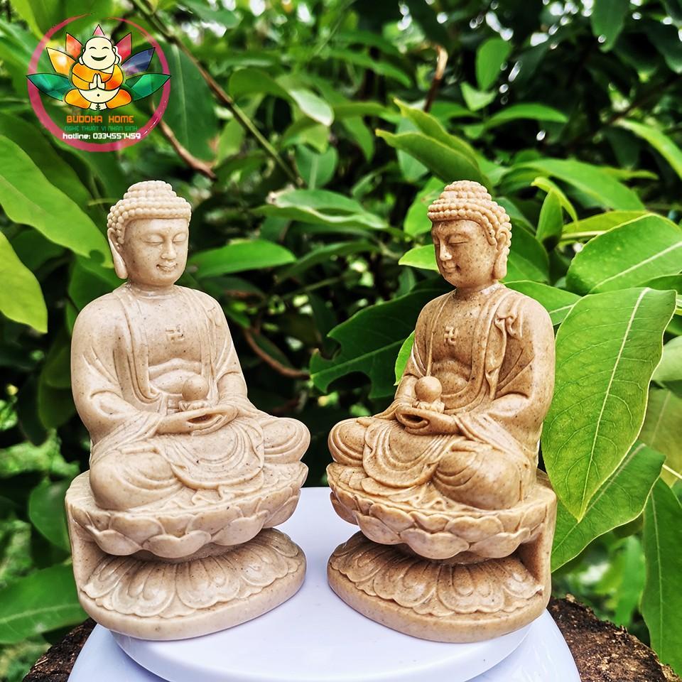 ️️ Tượng Đá Phật Thích Ca Phong Thủy - Màu Đá - Cao 11cm