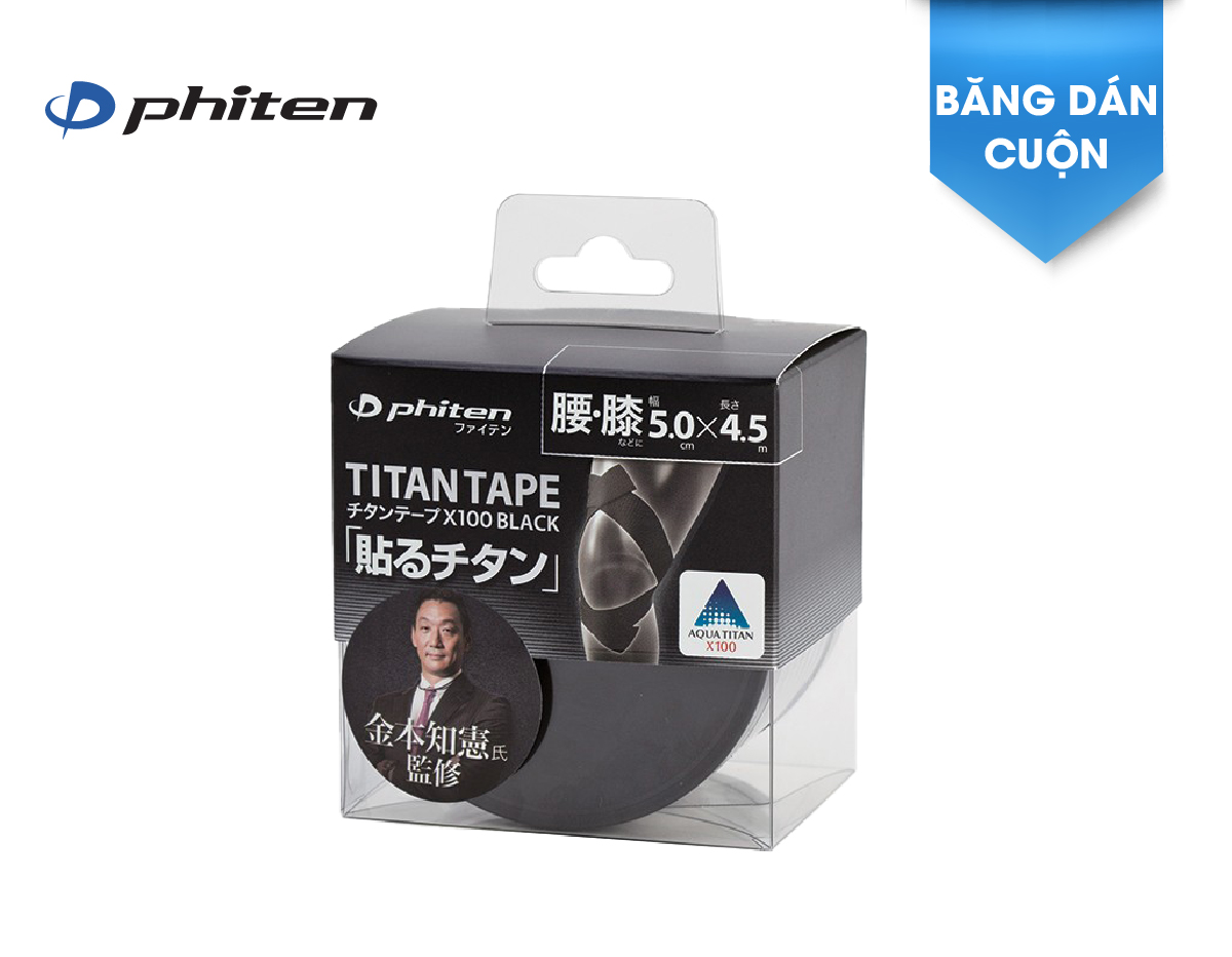 Băng dán cơ giảm đau X100 Phiten titanium tape x100 stretched PU752029