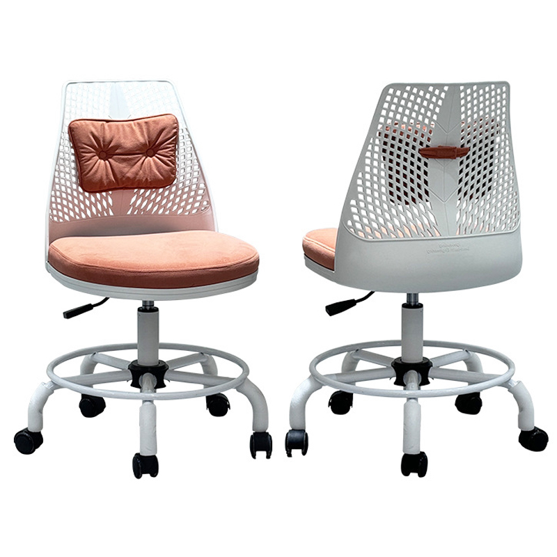 Ghế xoay học bài tại nhà nhỏ gọn cho bé CE1025-S Nội thất Capta Ghế học sinh nệm vải nhung màu cam lưng nhựa màu trắng chân sắt sơn tĩnh điện màu trắng tại HCM