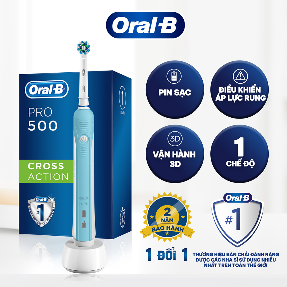 Bàn chải điện ORAL-B Pro 500 Làm Sạch Sâu Từng Kẽ Răng