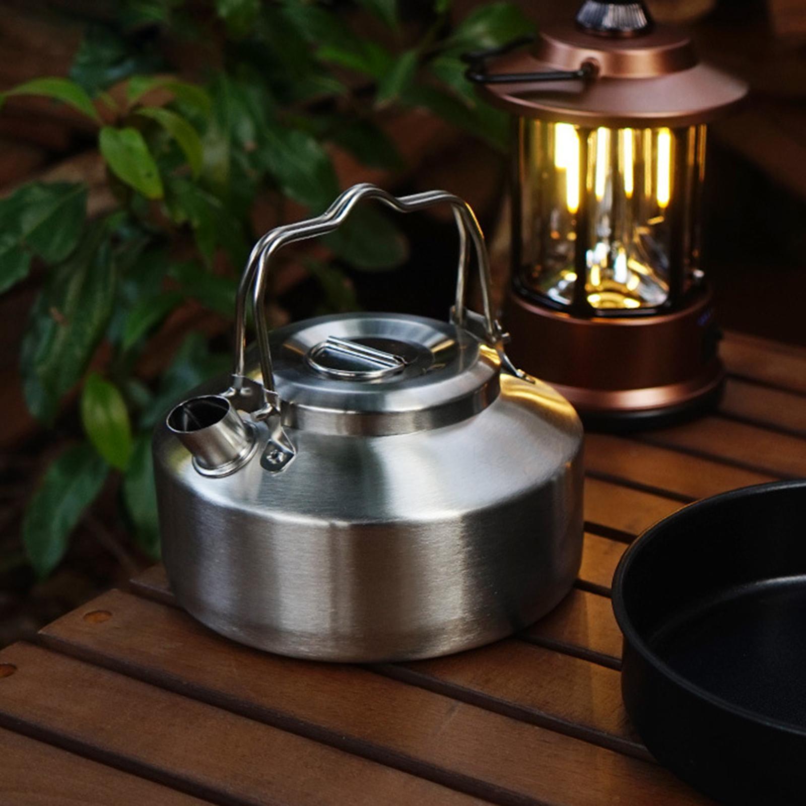 Camping Water Kettle Tea Kettle Small Double Handle for Boiling Water Portable Camp Tea Coffee Pot Water Boiler for Fishing Kitchen Barbecue