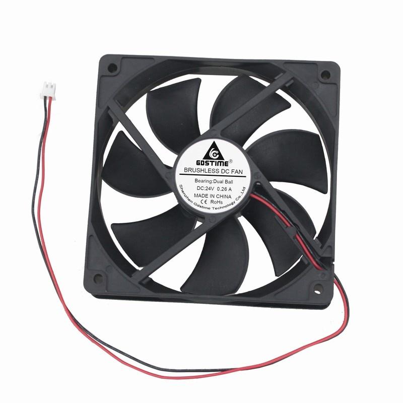 1 Pcs Gdstime DC 24V Dual Ball PC Cooling Fan 120mm x 25mm Brushless Cooler 120*120mm 300RPM High Speed 0.26A 12025B 2Pin