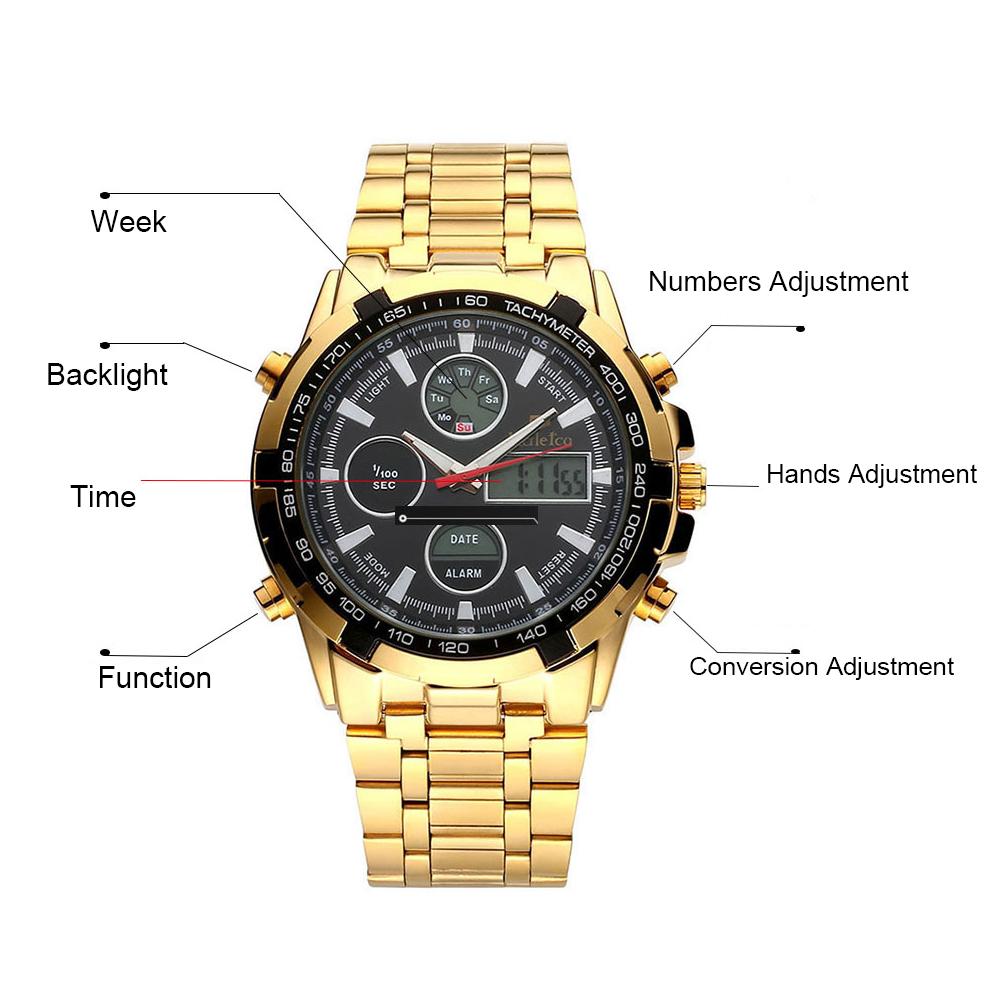 Đồng hồ đeo tay nam đa chức năng hiển thị kép chống thấm nước