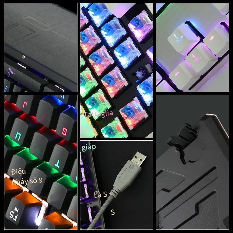Giá đặc biệt Bàn phím cơ K26 thật 104 phím bàn phím phát sáng trục xanh Quán cà phê Internet Bàn phím trò chơi có đèn nền quán cà phê đầy đủ phím không cần đục lỗ