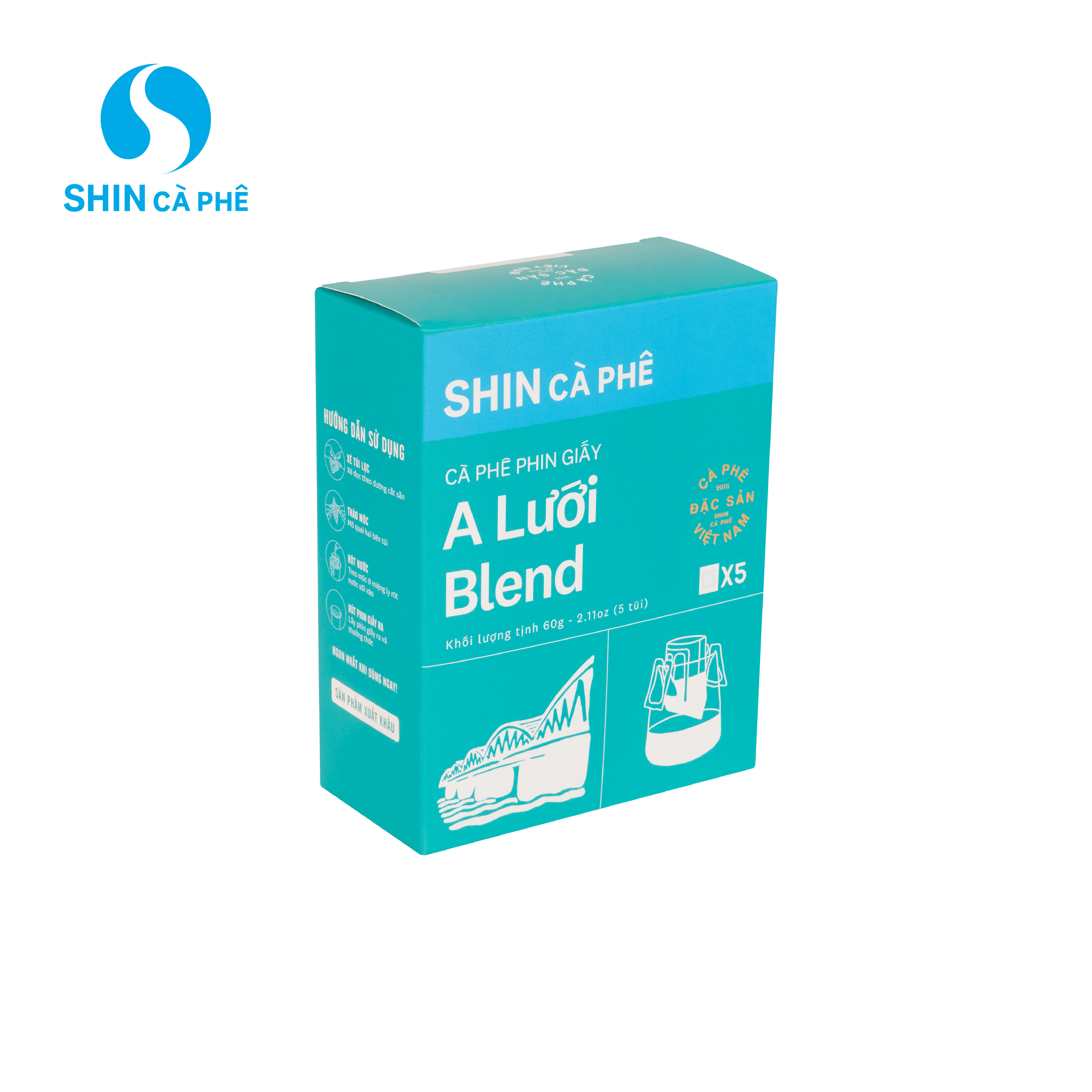 SHIN Cà Phê - A Lưới Blend Phin Giấy tiện lợi hộp 5 gói