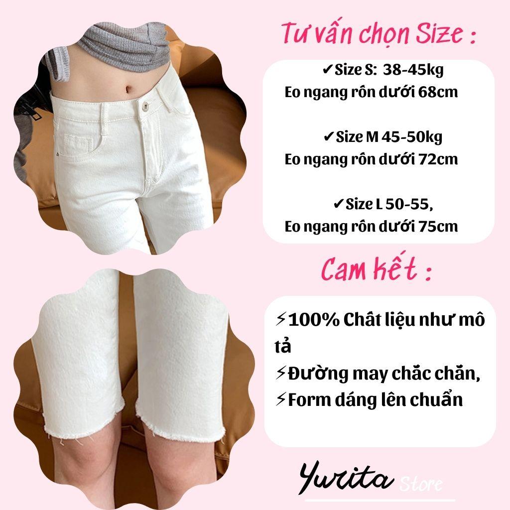 Quần Short Quần Lửng Nữ Yurita Ngố Cạp Cao Chất Kaki Jean Ôm Dáng Siêu Đẹp Có Giãn