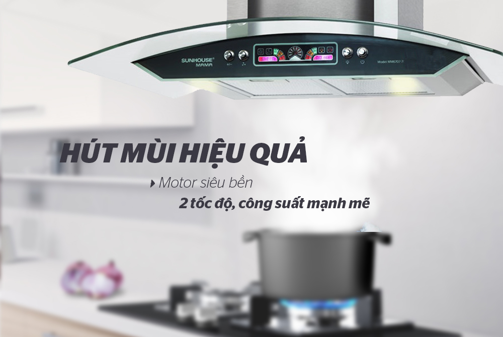 Máy Hút Mùi Kính Cong Sunhouse Mama MM6707-70 (180W) - Hàng chính hãng