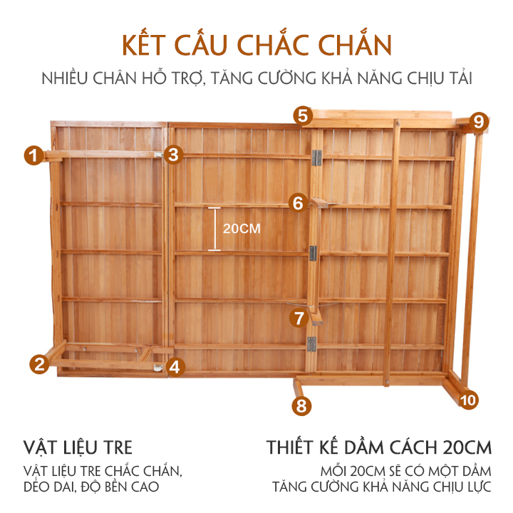 Giường tre gấp thành ghế sofa tặng nệm gối 120x190cm