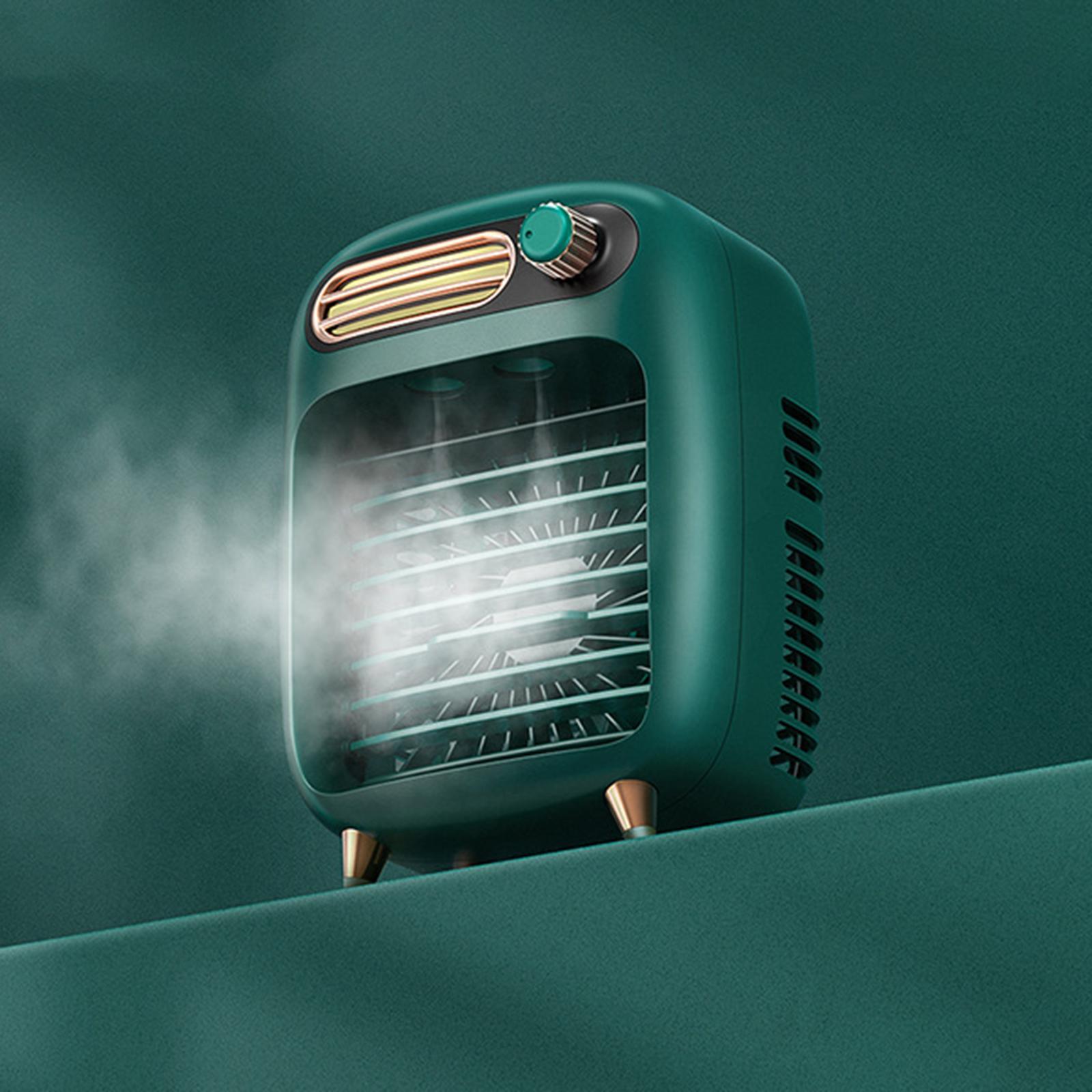Personal Evaporative Cooler and Air Humidifier, Portable Desktop Air Conditioner, Desktop Cooling Fan, USB USB Rechargeable, with LED Night