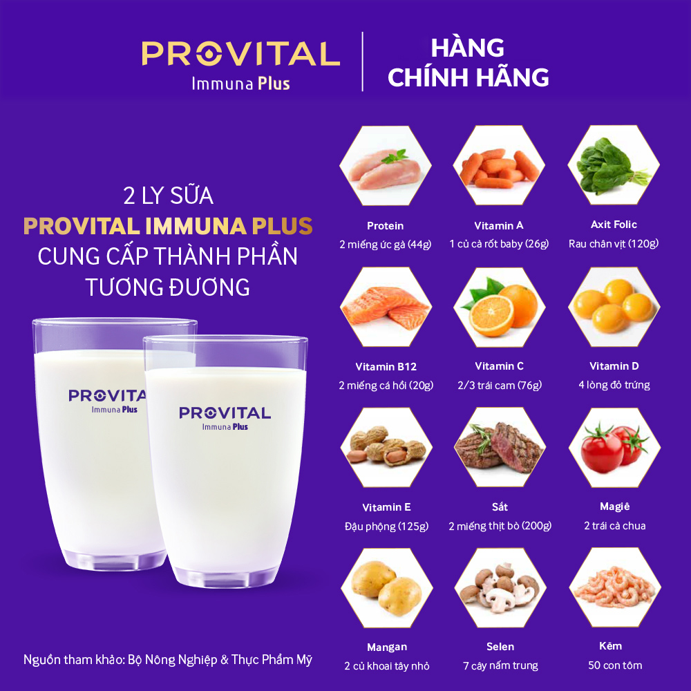 Bộ 2 Hộp sữa Provital Immuna Plus 960G - Giúp tăng cường hệ miễn dịch cho người trưởng thành và người lớn tuổi