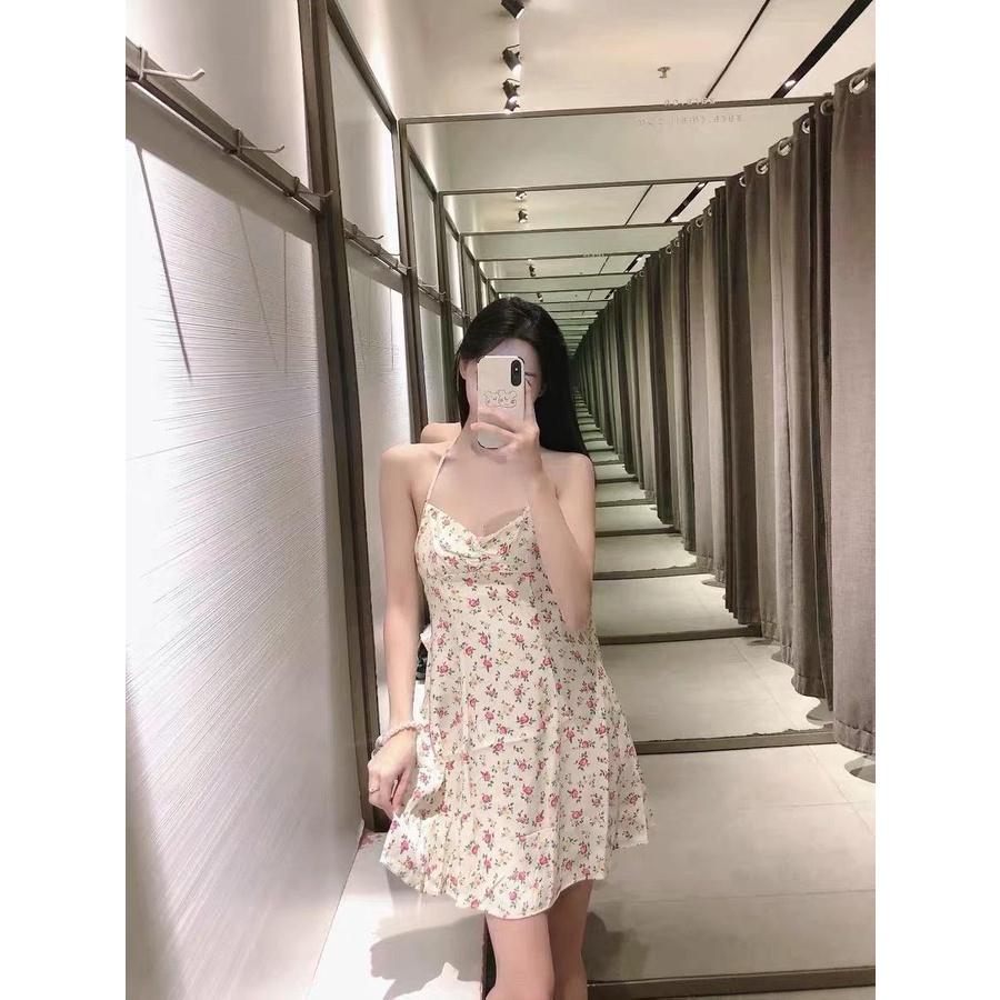 Đầm dây hoa ngắn