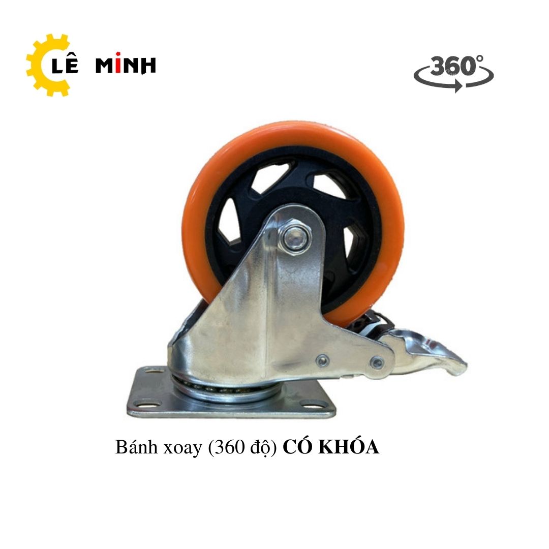 Bánh xe PP Cam 10cm (Mâm nhựa) - Tải trọng 70Kg/1 Bánh