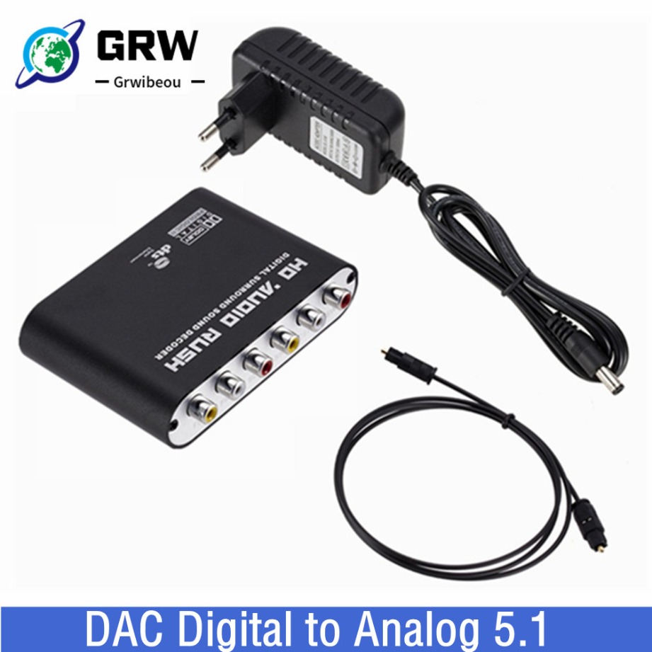 Grwibeou AC3 Âm Thanh Kỹ Thuật Số Sang Analog 5.1 Kênh Âm Thanh Nổi DAC Bộ Chuyển Đổi Quang Học SPDIF Đồng Trục AUX 3.5Mm Đến 6 Bộ Khuếch Đại Bộ Giải Mã RCA