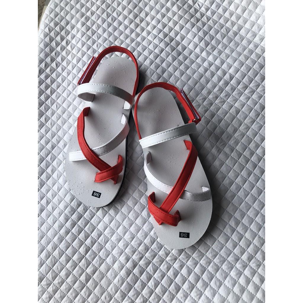 dép sandal nữ sandal đồng nai ( đế trắng quai hậu trắng đỏ )size từ 34 nữ đến 41 nữ