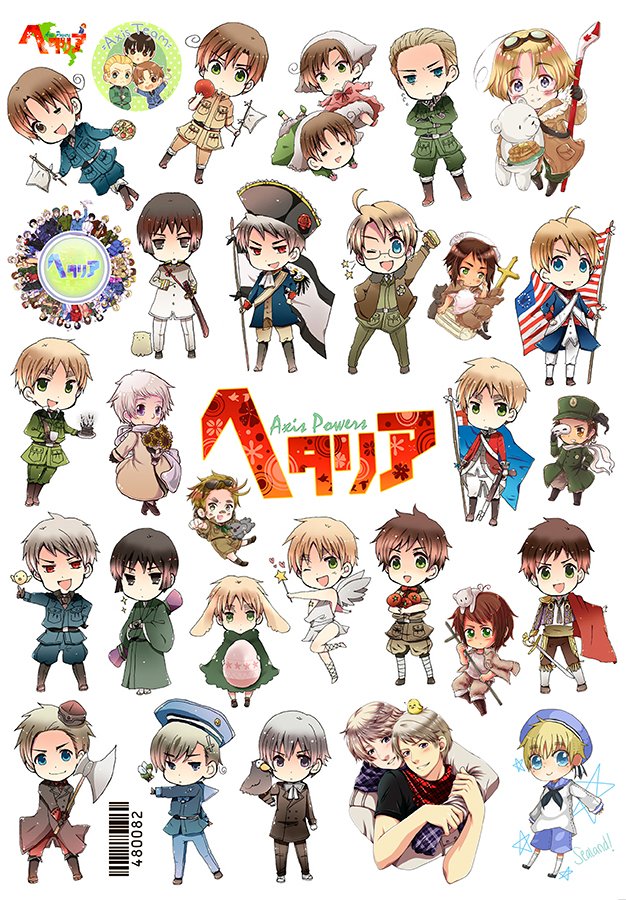 Ảnh Sticker Hetalia axis powers 30-60 cái ép lụa khác nhau/hình dán anime Hetalia axis powers