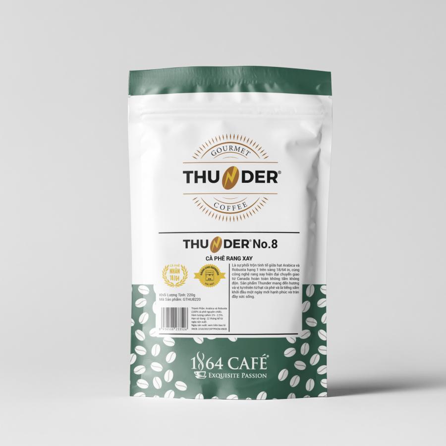 Cà Phê Rang Xay Thunder No.8 Gu Việt Pha Phin/Pha Máy – 1864 CAFÉ trọng lượng tịnh 220g