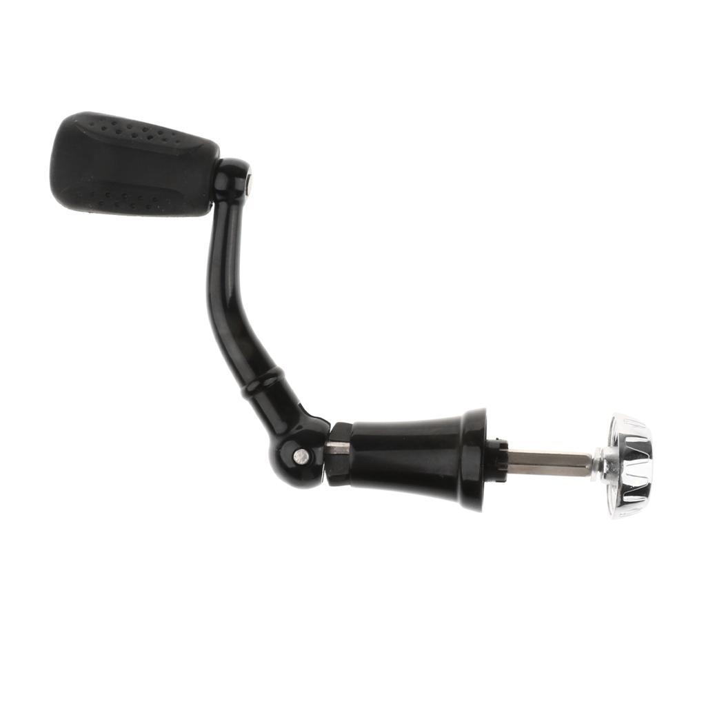 2pcs Foldable Fishing Spinning Reel Handle &Knob Fishing Reel Rocker Black Lightweight