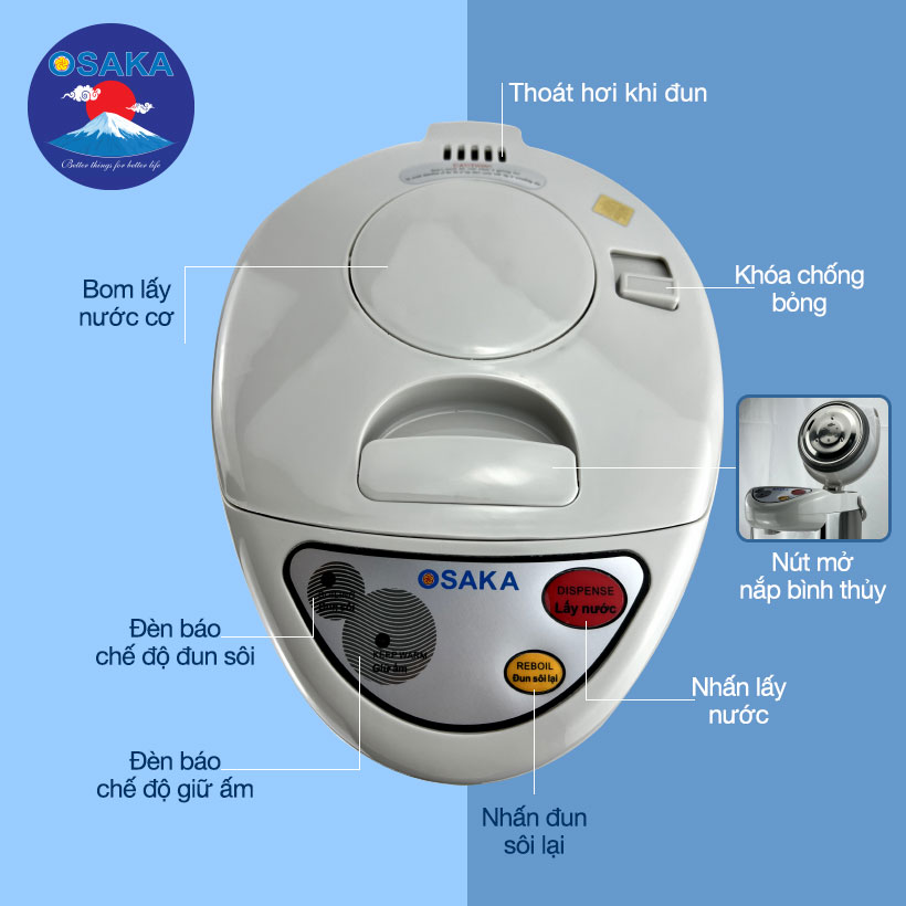 Bình thủy điện cao cấp AP-42L dung tích 4.2 lít - Lòng inox bền đẹp - Hàng chính hãng