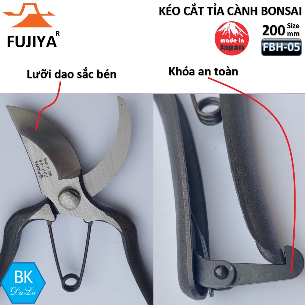 [Hàng nhập Cao cấp Nhật] Kéo cắt tỉa cành Bonsai 200mm FUJIYA FBH-05 GENUINE