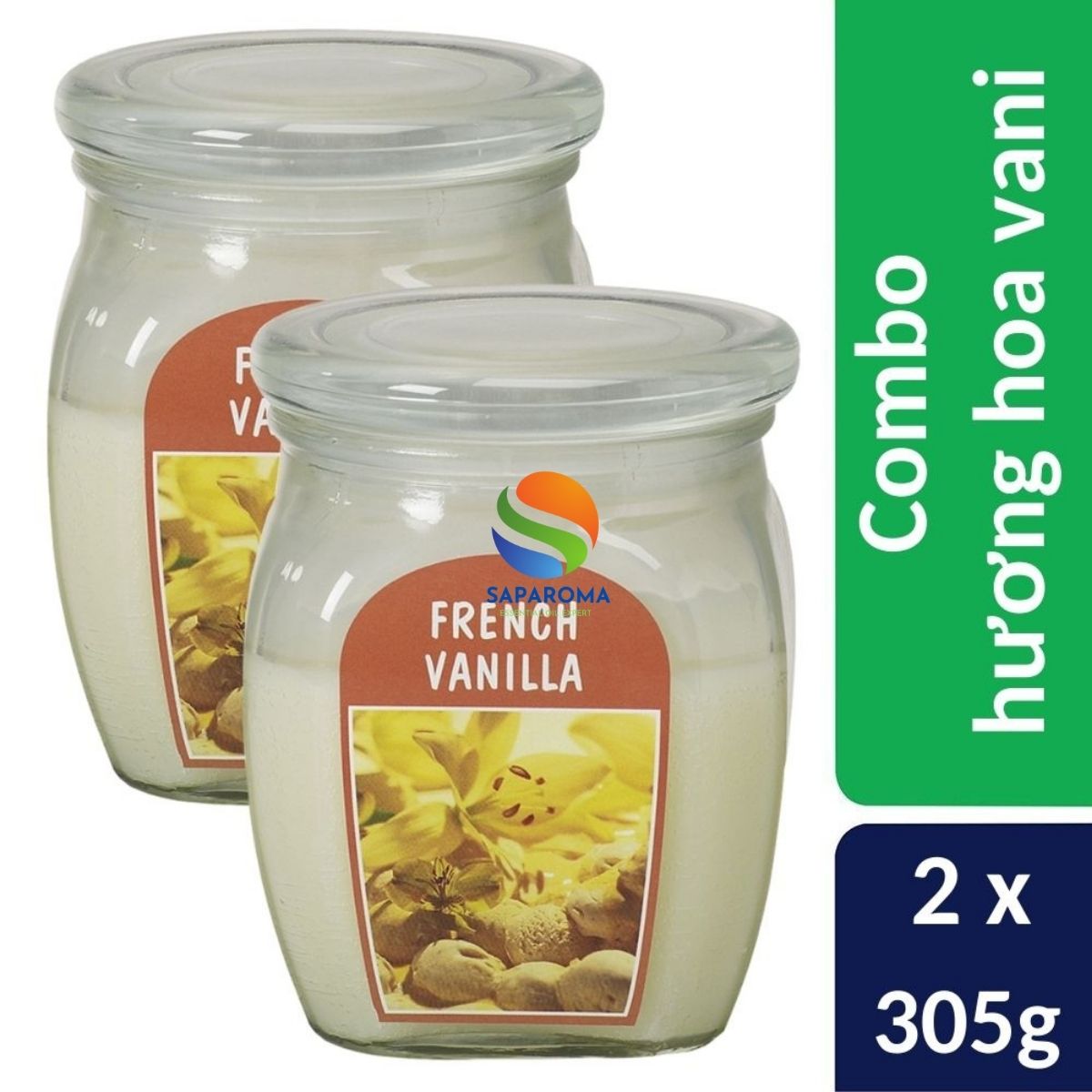 Combo 2 hũ nến thơm tinh dầu Bolsius French Vanilla 305g - hương hoa vani, nến trang trí, thơm phòng, thư giãn, khử mùi