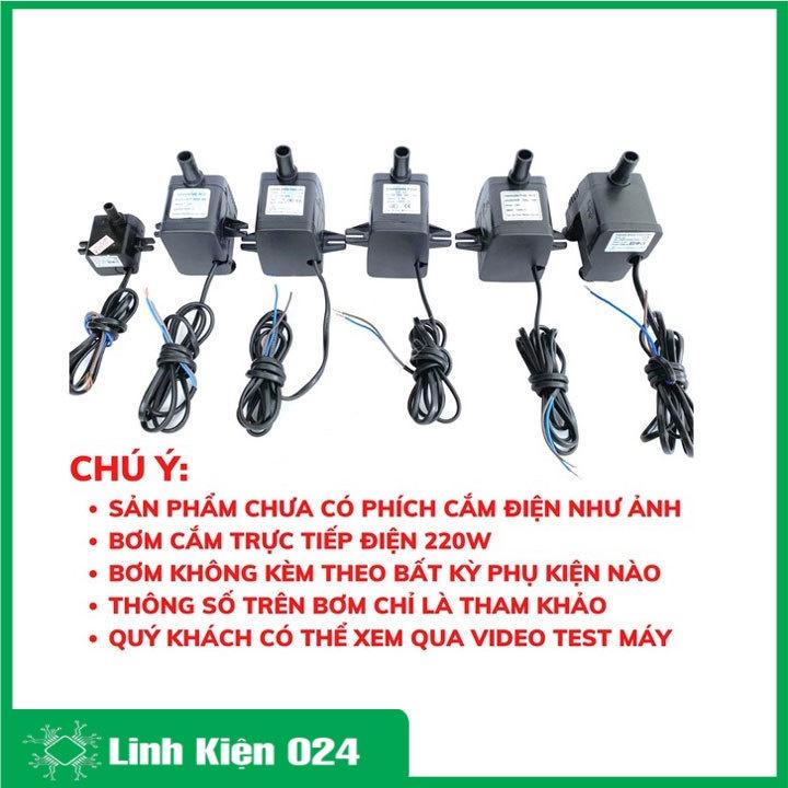 Máy bơm nước chìm mini 4W 7W 13W 16W 18W 25W 30W điện 220V, Bơm quạt hơi nước, Bể cá thủy sinh, Hòn non bộ