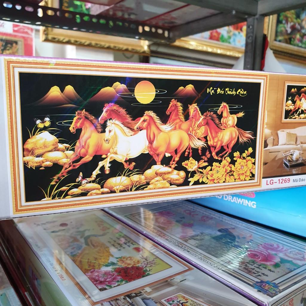 Tranh Đính Đá MÃ ĐÁO THÀNH CÔNG NỀN ĐEN . Kích Thước: 1m x 50cm - 1m5 x 70cm - 1m8 x 85cm