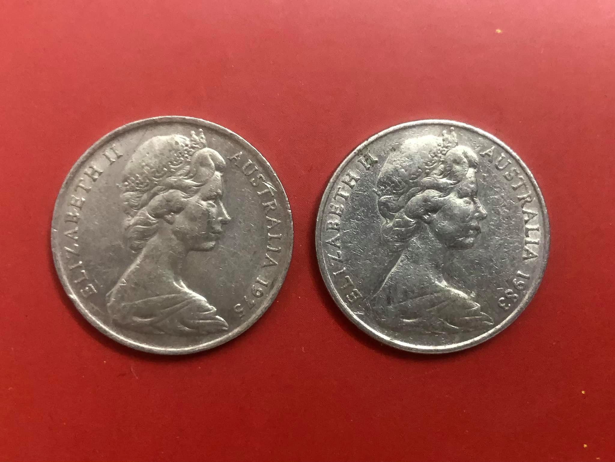 Đồng xu Úc 10 cent in hình Nữ hoàng Elizabeth II thời còn trẻ