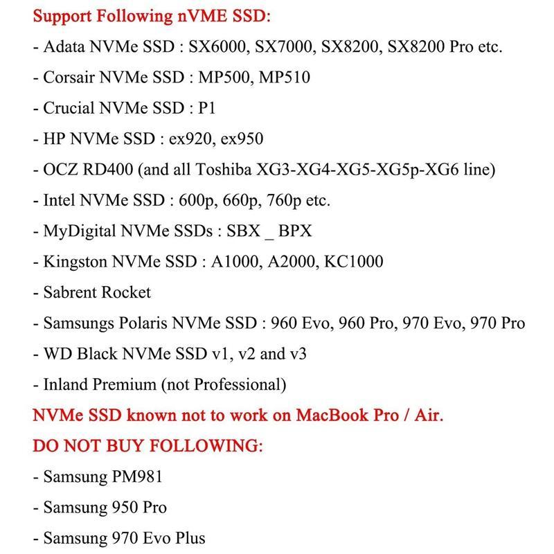 Bộ Chuyển Đổi M.2 NVME MacBook SSD Cho MacBook Air Pro Retina Mid 2013-2017, AHCI SSD