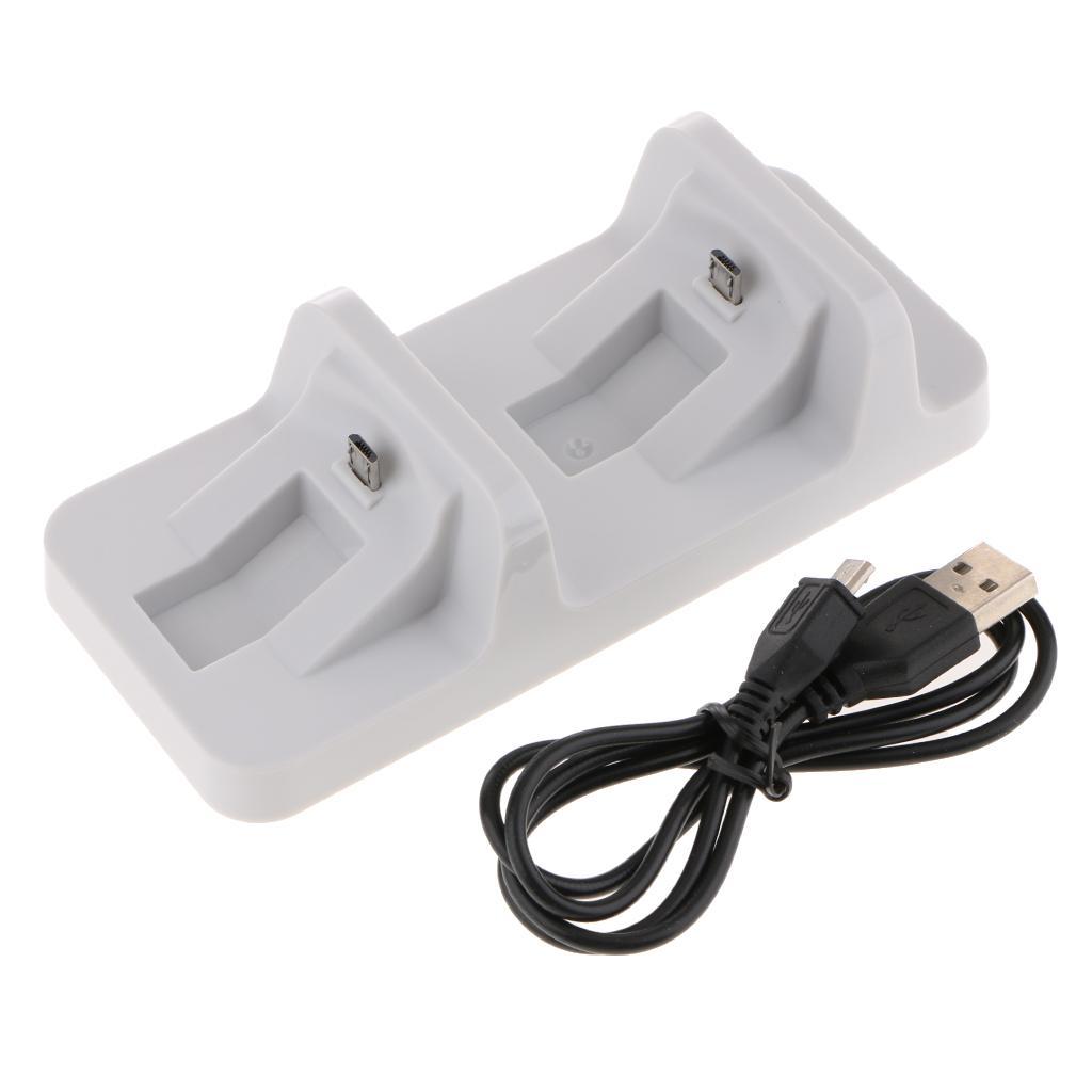 Controller Charger Charging Docking Station Stand Dual USB Fast Charging Cradle for Sony Playstation 4 PS4 Slim Pro Controller -White