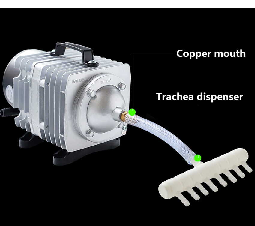 MÁY SỤC SỦI THỔI KHÍ OXY 6 VÒI, 25W CHO HỒ BỂ CẢ CẢNH - TÔM - CÁ - SỬ DỤNG NGUỒN ĐIỆN 220V - ACO 208. TẶNG 6 ĐÁ SỦI TO + 6M DÂY
