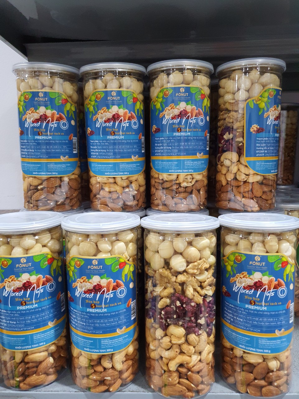 Mixed Nuts 5 loại hạt dinh dưỡng macca, hạt điều, óc chó đỏ, óc chó vàng, hạnh nhân đã tách vỏ ( hũ 250gr)