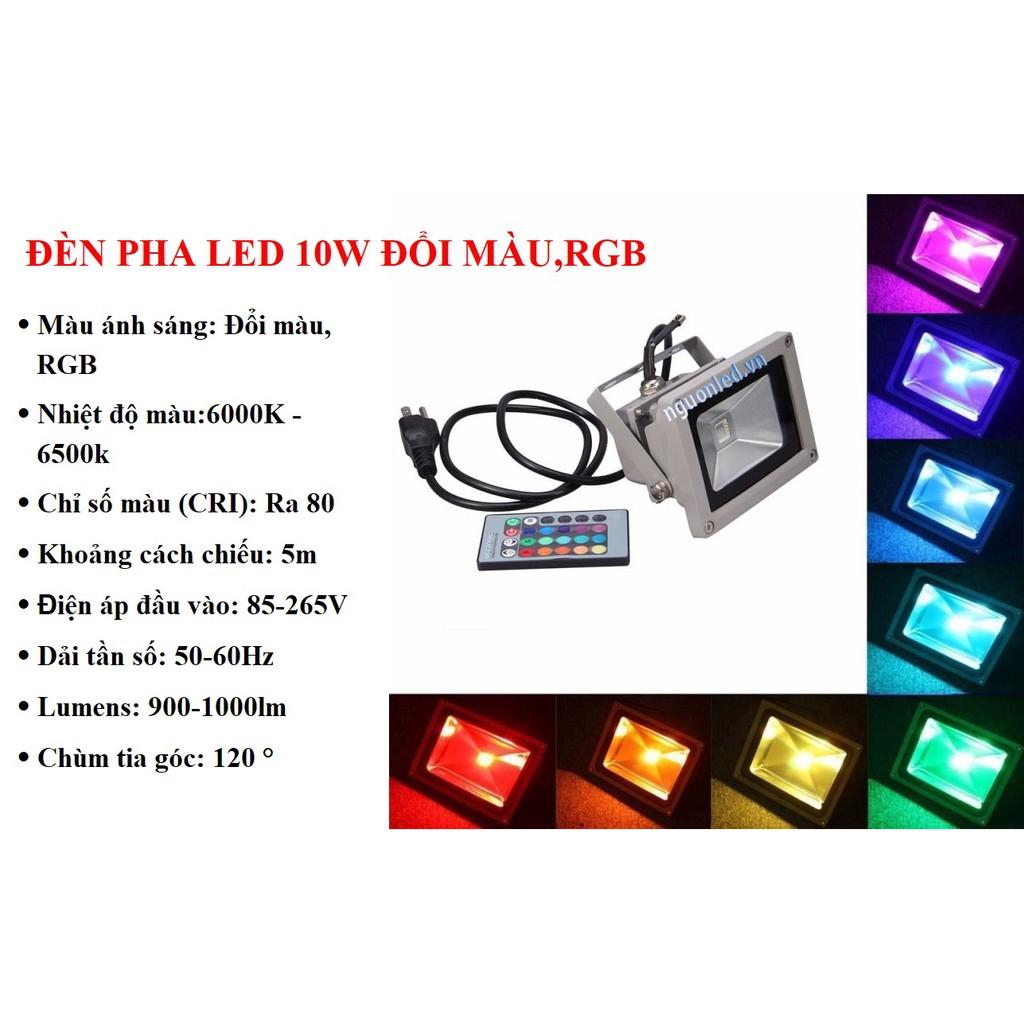 Đèn pha led 10W đổi màu,RGB (NÊN MUA) loại tốt,giá rẻ,chất lượng,đủ watt,có remote và tự chuyển màu,siêu sáng