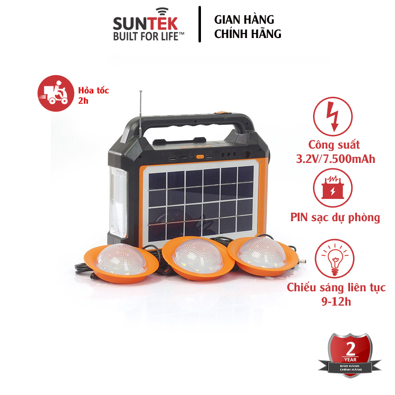 Bộ Lưu Điện SUNTEK SPK-02 sạc bằng năng lượng mặt trời - Hàng chính hãng