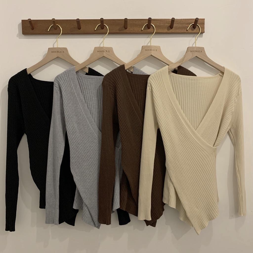 Áo sweater dệt kim cổ chữ V duyên dáng thời trang cho nữ 2186162