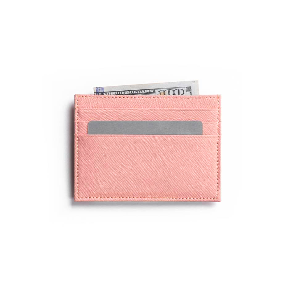 VÍ MINI ĐỰNG THẺ Bóp Cardholder ZERO Da Saffiano Nhập Khẩu Cao Cấp Chống Thấm Nước Unisex Nam Nữ Chuẩn Nome DOLANTO – Hồng