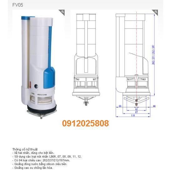 VS0503 - Bộ xả bồn cầu 1 khối 2 nút nhấn (cầu liền khối)