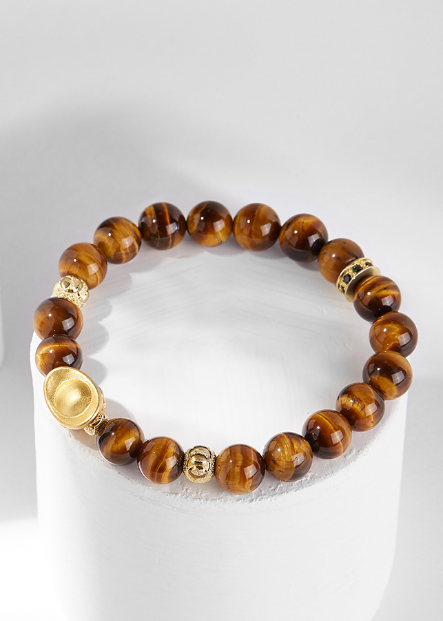 Vòng tay thạch anh mắt hổ phối nén vàng Ngọc Quý Gemstones