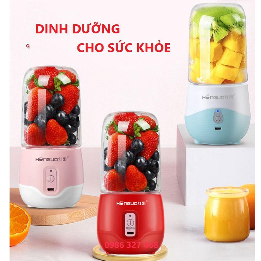 Máy Xay Sinh Tổ Mini Cầm Tay Cao Cấp Honguo Sạc Pin, Dung Tích 300ml